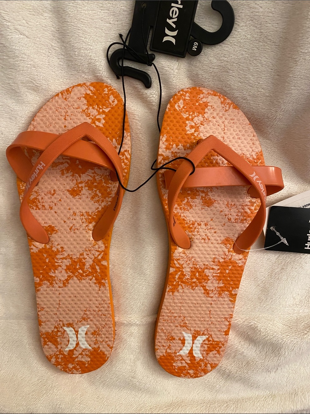 Hurley Orange Tie-Dye Style Flip Flops